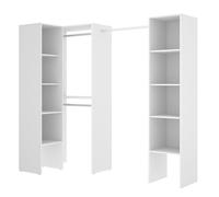 Kit armoire dressing d'angle en bois mélaminé coloris blanc - Longueur 226 x Profondeur 79 x Hauteur 185 cm