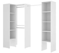 Kit armoire dressing d'angle en bois mélaminé coloris blanc - Longueur 226 x Profondeur 79 x Hauteur 185 cm Blanc