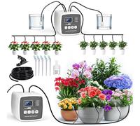 Kit Arrosage Automatique Interieur,Arrosage Automatique Avec 2 Pompe À Contrôle Indépendant Avec 15M Tuyau,Kit D'Arrosage Goutte À Goutte Arrosage Des Plantes D'Intérieur Pour 20 Plantes En Pot