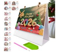 Kit Art Diamant Calendrier 2026,Calendrier Mensuel d'Art de Pierres Précieuses,Fournitures de Bureau pour École Appartement Voyage Salle de Classe - Idée Cadeau pour Fête