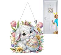 Kit artistique avec pierres précieuses de lapin de Pâques Ornements avec strass acryliques, pendentif à suspendre en forme spéciale, pendentif en forme de lapin sur deux côtés, Decorazi