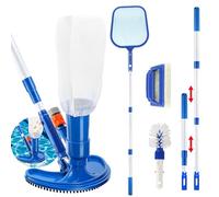 Kit aspirateur portable Jet Vacuum Head tige télescopique sac d'aspiration brosse à récurer filet de skimmer feuilles saleté sable boue