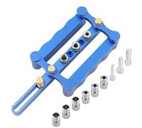 Kit Assemblage Bois Gabarit Tourillon Vis Biaise 6/8 / 10mm, Guide Perçage Avec 9 Bagues Acier - Aluminium Durable, Positionnement Précis, Pour Meuble et Travail du Bois
