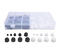 Kit assorti de 300 caches pour écrous hexagonaux, bouchons pour vis et boulons en M4, M5, M6, M8, M10 et M12, couvercles de protection en dôme noirs et blancs pour fixations, embal