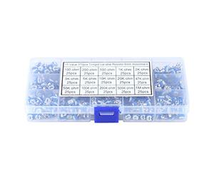 Kit assorti de potentiomètres à 15 valeurs, 375 pièces, ensemble de résistances variables avec boîte de rangement pour la réparation électronique et les projets de bricolage