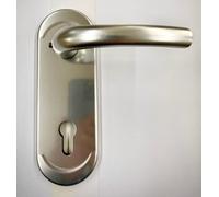 Kit ATRA-DIERRE PLAC+POIGNÉE UNIVERSELLE DX-SX en aluminium anodisé argent F1 simple pour porte blindée Q8 trou cylindrique européen 1 mm 182 x 62.INTER. Dimensions 85 mm