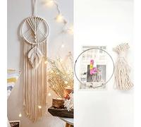 Kit attrape-rêves en macramé, fil de coton pour macramé, fil de macramé, kit d'accessoires pour bricolage, artisanat, décoration murale, attrape-rêves, une feuille