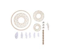 Kit attrape rêves grand format 74 cm - Disque bois ø 18 cm, perles, ficelle, plumes -