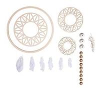 Kit attrape rêves grand format 74 cm - Disque bois ø 18 cm, perles, ficelle, plumes - Rayher Beige G