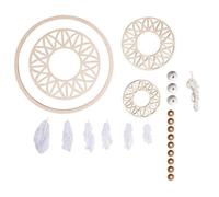 Kit attrape rêves grand format 74 cm - Disque bois ø 18 cm, perles, ficelle, plumes
