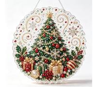 Kit Attrape-Soleil Noël Perles DIY 25cm Bordure Dentelle(C) | Bordure dentelle élégante, acrylique rond 25cm, reflet , fenêtre pour cheminée, ambiance festive