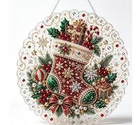 Kit Attrape-Soleil Perlé Noël 25cm pour bord Dentelle Perles Mixtes | Fini pour nacré texturé avec pierres scintillantes Prêt à suspendre avec pour chaîne métal pour idéal activité