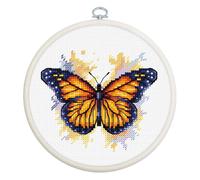 Kit au point de croix compté Luca-S avec cercle "Le papillon monarque", 9x8cm