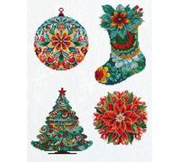 Kit au point de croix compté Luca-S "Décorations de Noël Set de 4 pcs. ", env. un 10x15cm