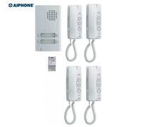 Kit audio avec platine alu saillie 4 BP, 4 combinés et 1 alimentation - Aiphone 110550
