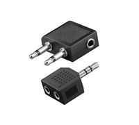Kit Audio Avion Adaptateur Audio Jack 3.5mm et Doubleur 3.5mm Noir