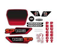 Kit Autcollants 103 SP (Phase 3) pour décorer Votre mobylette Peugeot comme à l'époque (Noir Rouge)