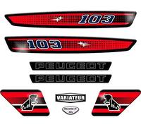 Kit Autcollants 103 SP pour décorer Votre mobylette Peugeot comme à l'époque (Rouge)