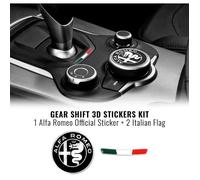 Kit Autocollant - Alfa Romeo - Giulia Stelvio - 2 Autocollants Drapeau Italie - 1 Autocollant Officiel - 51 Mm