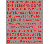 Kit autocollant lettres médias sociaux, rouge fluo