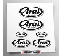 Kit autocollants compatible avec casque Arai | autocollants pour moto cadre casque | Vinyle adhésif facile application Impression UV | Stickersland® (Noir)