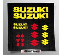 Kit autocollants compatible avec réservoir et casque moto | Autocollant pré-espacé facile à appliquer | inscriptions logos | Stickersland® - Suzuk (Jaune Brillant)