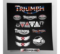 Kit autocollants compatible avec Triumph réservoir casque | autocollants pour moto cadre carénage | vinyle adhésif facile application impression UV | Stickersland® Fond noir
