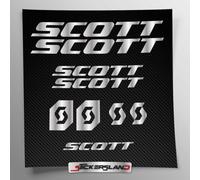 Kit autocollants compatibles avec cadre Scott MTB Mountainbike et casque | Decalcomanies pour vélos écrits logos | Stickersland® (Argent brillant métallisé)