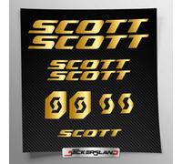 Kit autocollants compatibles avec cadre Scott MTB Mountainbike et casque | Decalcomanies pour vélos écrits logos | Stickersland® (or brillant métallisé)