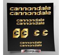 Kit autocollants compatibles avec châssis Cannondale V2 MTB Mountainbike et casque | Decals Sticker Decalcomanie vélo écrits logos | Stickersland® (Or brillant métallisé)
