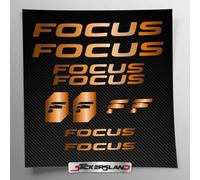 Kit autocollants compatibles avec châssis Focus VTT Mountainbike et casque | Decals Stickers pour vélos écrits logos | Stickersland® (Rame/Bronze brillant métallisé)