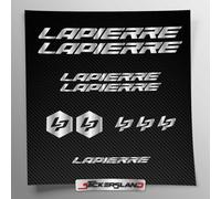 Kit autocollants compatibles avec châssis Lapierre MTB Mountainbike et casque | Decalcomanies pour vélos écrits logos | Stickersland® (Argent brillant métallisé)