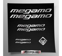 Kit autocollants compatibles avec châssis Megamo VTT Mountainbike et casque | Decals Stickers pour vélos écrits logos | Stickersland® (Argent brillant métallisé)