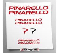 Kit autocollants compatibles avec châssis Pinarello VTT Mountainbike et casque | Decalcomanies pour vélos écrits logos | Stickersland® (Rouge brillant)