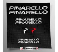 Kit autocollants compatibles avec châssis Pinarello VTT Mountainbike et casque | Decalcomanies pour vélos écrits logos | Stickersland® (Argent brillant métallisé)