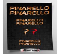 Kit autocollants compatibles avec châssis Pinarello VTT Mountainbike et casque | Decals Stickers pour vélos écrits logos | Stickersland® (Rame/Bronze brillant métallisé)