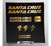 Kit autocollants compatibles avec châssis Santa Cruz MTB Mountainbike et casque | Decalcomanies pour vélos écrits logos | Stickersland® (or brillant métallisé)