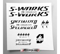 Kit autocollants compatibles avec châssis VTT Mountainbike et casque | Decalcomanies pour vélo écrits logos | Stickersland® - Swork (Noir brillant)