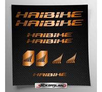 Kit autocollants compatibles avec châssis VTT Mountainbike et casque | Decalcomanies pour vélos écrits logos | Stickersland® - Haibik (Cuivre poli métallique)