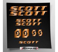 Kit autocollants compatibles avec châssis VTT Mountainbike et casque | Decalcomanies pour vélos écrits logos | Stickersland® - Scot (Cuivre métallique brillant)