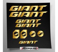Kit Autocollants compatibles avec châssis VTT Mountainbike et Casque | Decalcomanies pour vélos écrits Logos | Stickersland® GIAN (Or Brillant métallisé)