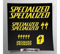 Kit autocollants compatibles avec châssis VTT Mountainbike et casque | Decalcomanies pour vélos écrits logos | Stickersland® (Jaune Brillant)