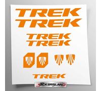 Kit autocollants compatibles avec châssis VTT Mountainbike et casque | Decalcomanies pour vélos écrits logos | Stickersland® - Trois (Orange mate)