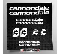 Kit autocollants compatibles avec châssis VTT Mountainbike et casque | Decalcomanies pour vélos écrits logos | Stickersland® - Cannondal V2 (Blanc brillant)