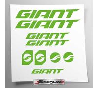 Kit autocollants compatibles avec châssis VTT Mountainbike et casque | Decalcomanies pour vélos écrits logos | Stickersland® GIAN (Vert brillant)