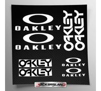 Kit autocollants compatibles avec châssis VTT Mountainbike et casque | Decalcomanies pour vélos écrits logos | Stickersland® - Oakle (Blanc brillant)