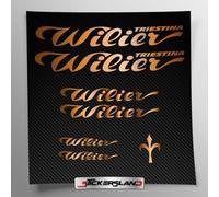 Kit autocollants compatibles avec châssis Wilier MTB Mountainbike et casque | Decals Stickers pour vélos écrits logos | Stickersland® (Rame brillant métallisé)