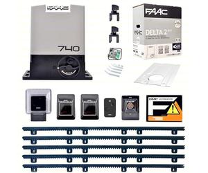 Kit automatisation portail coulissant FAAC DELTA 2 KIT 740 500 kg + 5 m de crémaillère