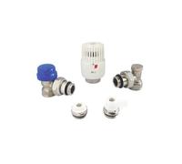 SOMATHERM FOR YOU, Kit Complet avec tête thermostatique à Dilatation de Liquide pour radiateurs 15/21, incluant Corps équerre, coude de réglage, purgeur d'air et Robinet