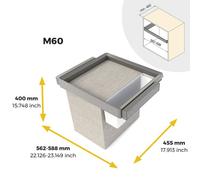 Kit bac de rangement + panier + cadre Quartz finition titane - module 600 mm EMUCA